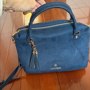 Nanette Lepore Blue Satchel with Gold Details